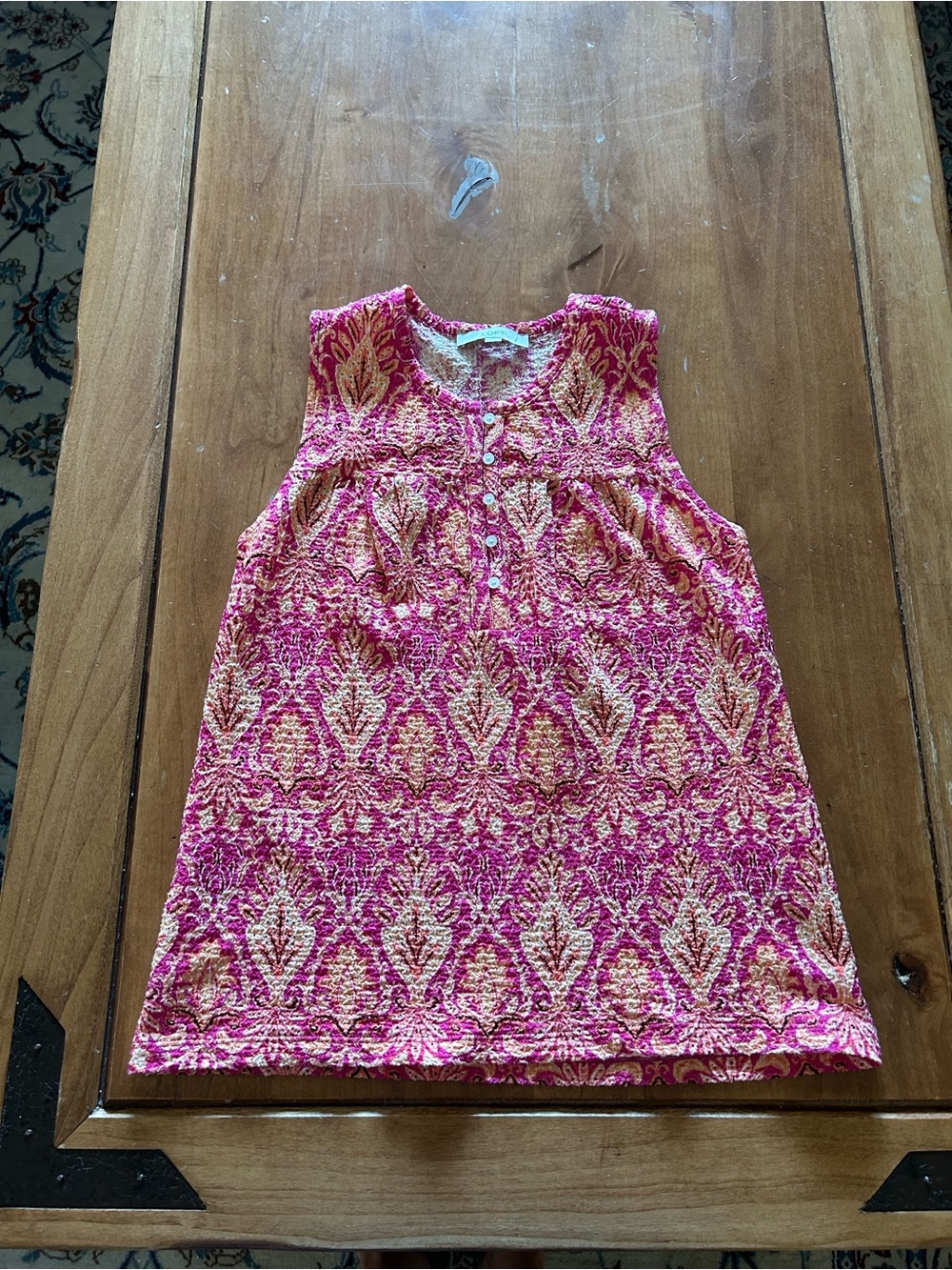 LOFT Pink and Cream Sleeveless Printed Tank